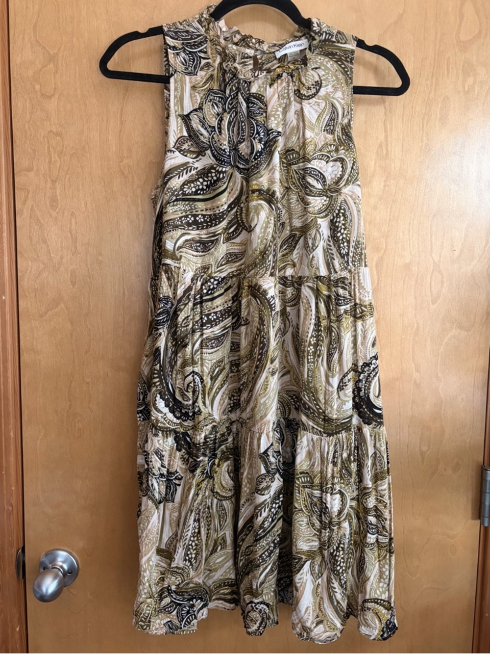 Calvin Klein Olive Green Paisley Dress
